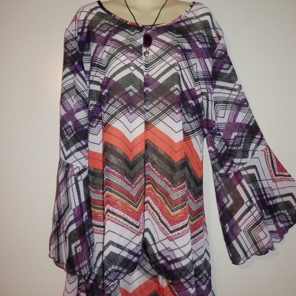 Ashley Stewart Tops - NWOT Ashley Stewart Top 2X 24W BOHO High Low E192